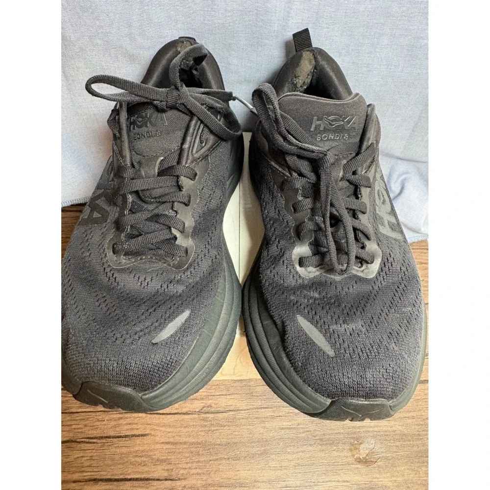Hoka Bondi 8 Wide Black Running Shoes Womens 7D Sneakers 1127954 BBLC
